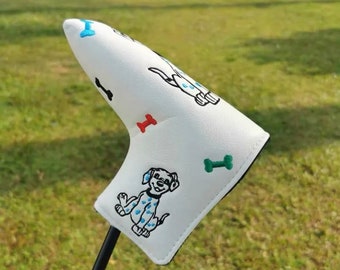 Golf Headcover, Golf Cover, Custom Golf Putter Head Cover Puppy Dog Design Mallet Putter | Putter Cover Custom Design | Dog Putter Headcover