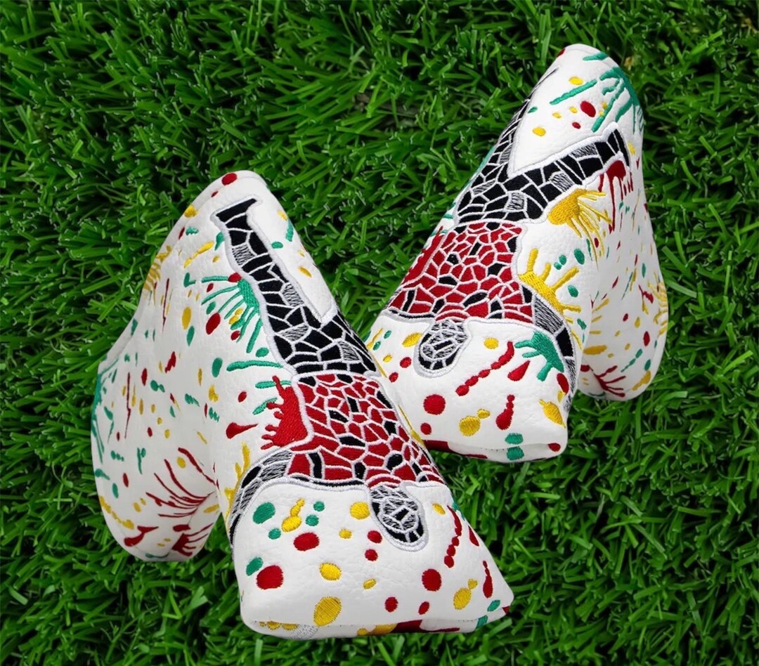 Golf Putter Headcover Leather Blade Cover Paint Splatter Golf Cover