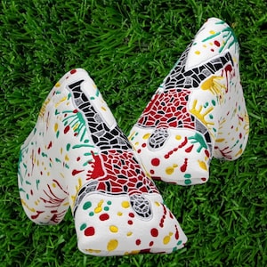 Golf Putter Headcover - Leather Blade Cover - Paint Splatter Golf Cover - Perfect Golf Headcover for Putter Protection - Tiger Woods Design