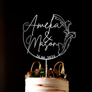 Gold Cake topper for Wedding, Personalized cake topper, Rustic wedding cake topper, Custom Mr Mrs cake topper, Anniversary Cake toppers