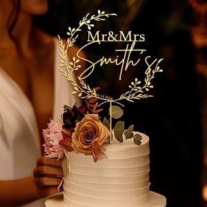 Topper per torta Mr Mrs personalizzato, topper per torta dorata per matrimonio, topper per torta personalizzato, topper per torta nuziale rustica, topper per torta di anniversario.