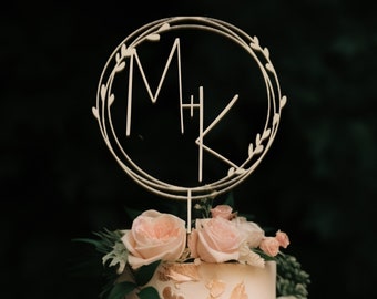 Wooden Monogram Wedding Cake Topper Personalized,Custom Initials Cake Topper,Mr and Mrs Cake Topper,Rustic Anniversary Baptism Cake Topper