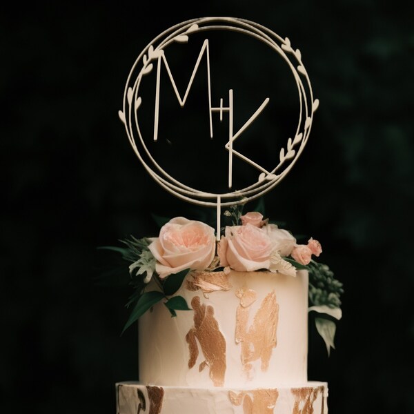 Décoration de gâteau de mariage monogramme en bois personnalisé, décoration de gâteau initiales personnalisées, décoration de gâteau Mr et Mme, décoration de gâteau d'anniversaire de baptême rustique