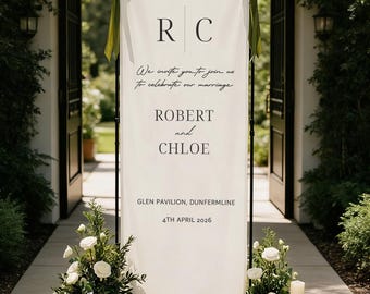 Custom Fabric Wedding Welcome Sign • Modern Linen Wedding Sign • Wedding Banner • Personalised Wedding Decor • Engagement Party Sign