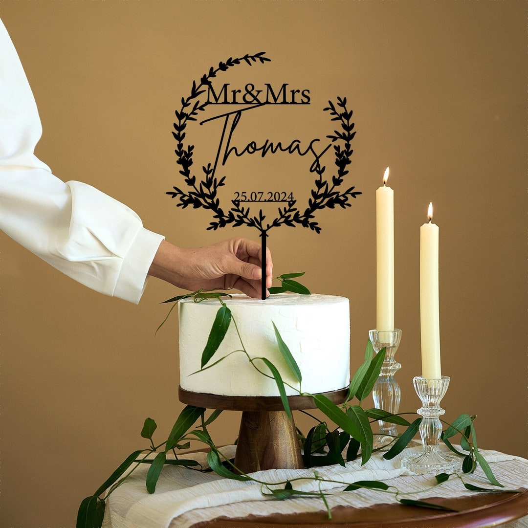 Custom Mr. Mrs Cake Toppers, Gold Cake Toppers for Wedding ...
