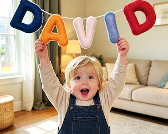Felt Name Garland, Pastel Nursery Decor, Custom Baby Banner, Felt Letters, Custom Felt Garland