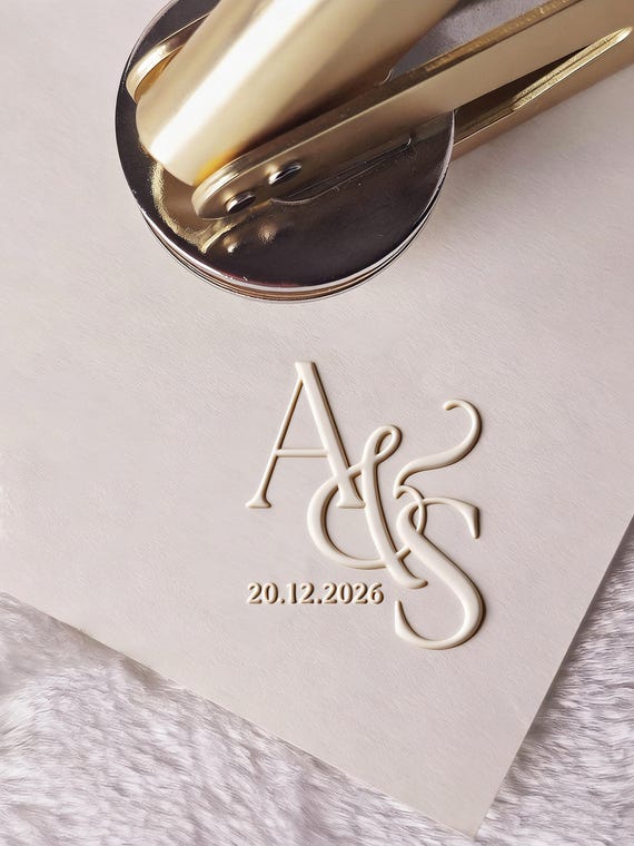 Custom Monogram Wedding Embosser -Custom Wedding Embosser Stamp,Personalized Embosser Stamp, Wedding Envelop Embosser, Napkin Embosser