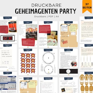 Print template children&#39;s birthday PDF scavenger hunt to print secret agent birthday invitation children decoration detective games from 7 years