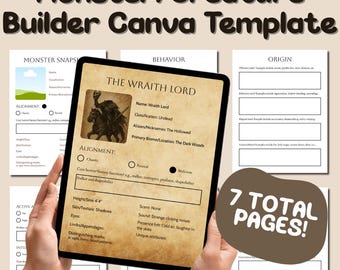 Monster Creator Worksheet: Fantasy World Building Canva Template (PDF Download