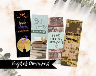 Digital Download | Book Lovers Anonymous Bookmark Bundle, Bookmarks, Cute Bookmark, Gift For Reader, Gift for Book Lover, Gift for Book Club