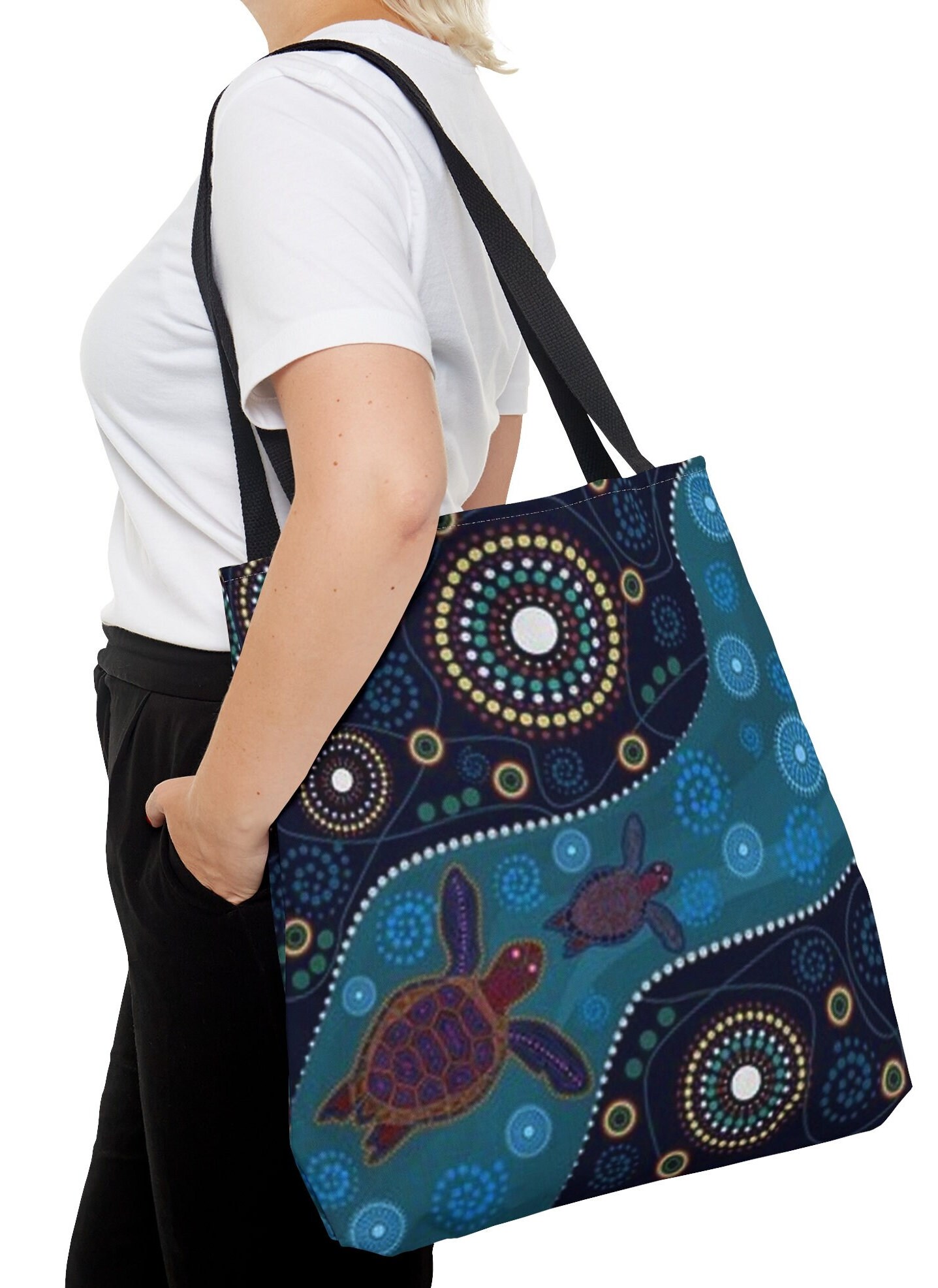 SZERE Ocean Turtle Canvas Tote Bag - Reusable Shopping & Beach Bag For Turtle Lovers