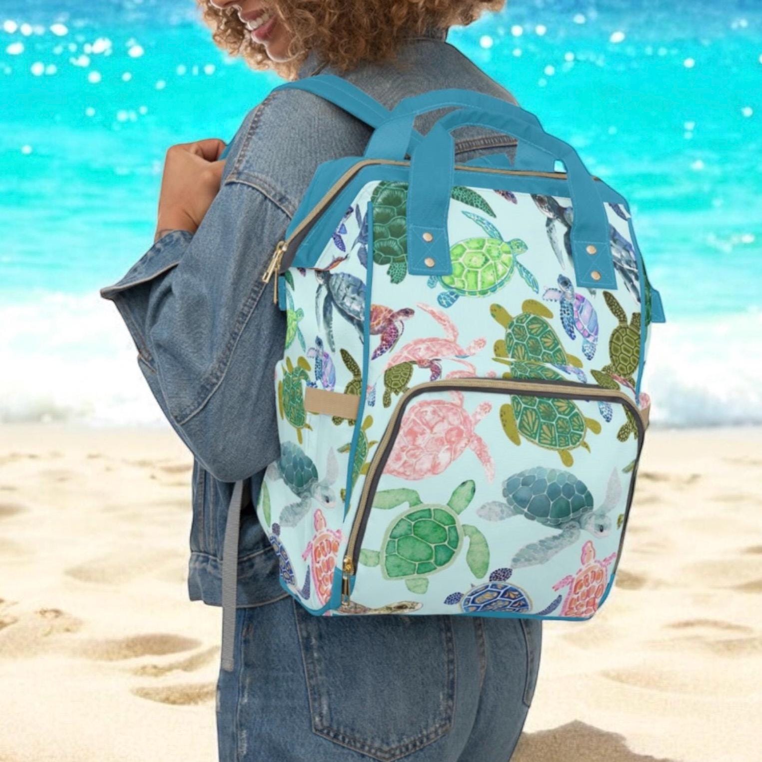 Sea Turtle Backpack for Women, Colorful Ocean Turtle Travel 