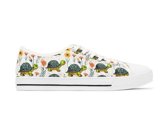 Adorable Tortoise Women's Low Top Sneakers, Tortoise Converse, Tortoise Sneaks, Tortoise Kicks, Tortoise Shoes, Turtle Sneakers, Turtle Love