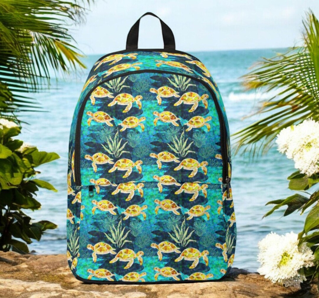 Tropical Sea Turtle Nylon Backpack, Sea Turtle Gift, Ocean Turtle ...