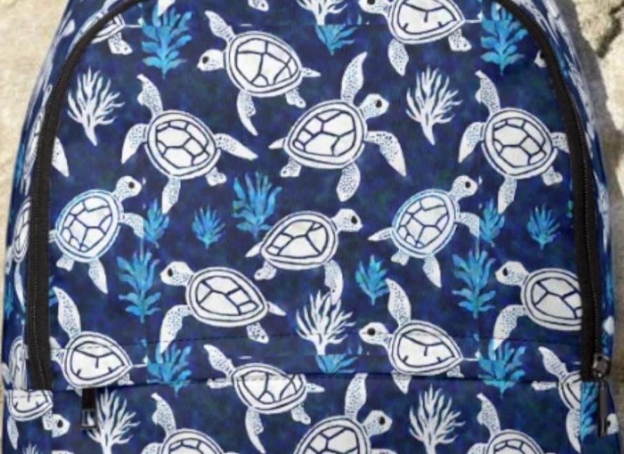 Sea Turtle Backpack, Ocean Blue Turtle Print School Bag  display picture 1
