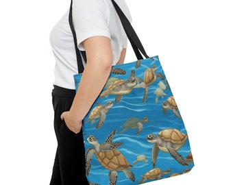 Beautiful Sea Turtles 18 Inch Tote Bag, Sea Turtle Purse, Sea Turtle Hand Bag, Sea Turtle Carry All, Sea Turtle Bag, Turtle Shoulder Bag