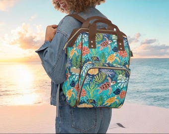 Sea Turtle Bookbag, Surfer Bag, Tropical Travel Bag, Turtle  display picture 1