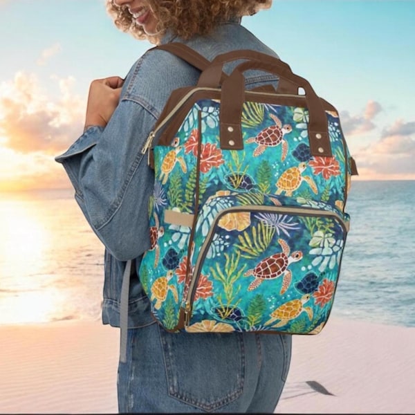 Tropische Meeresschildkrötentasche - Bunte Meeresschildkrötentasche - Schildkröten-Reisetasche für Frauen & Schildkrötenliebhaber - Schildkröten-Büchertasche für die Schule