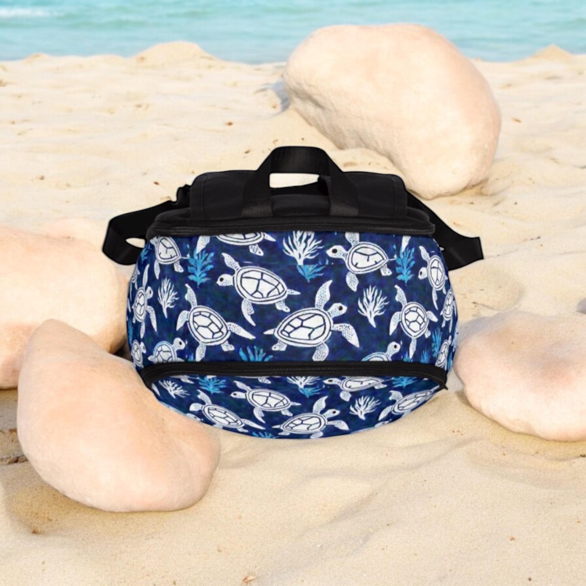 Blue Turtle Embroidered Women\'s Backpack Sea Turtle Backpack, Ocean Blue Turtle Print School Bag  main image 3