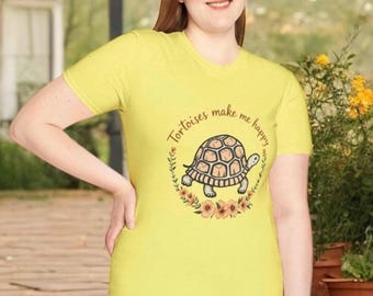 Tortoises Make Me Happy Shirt Cute Tortoise Lover Gift Tee Funny Turtle Owner Graphic T Shirt for Reptile Pet Lovers