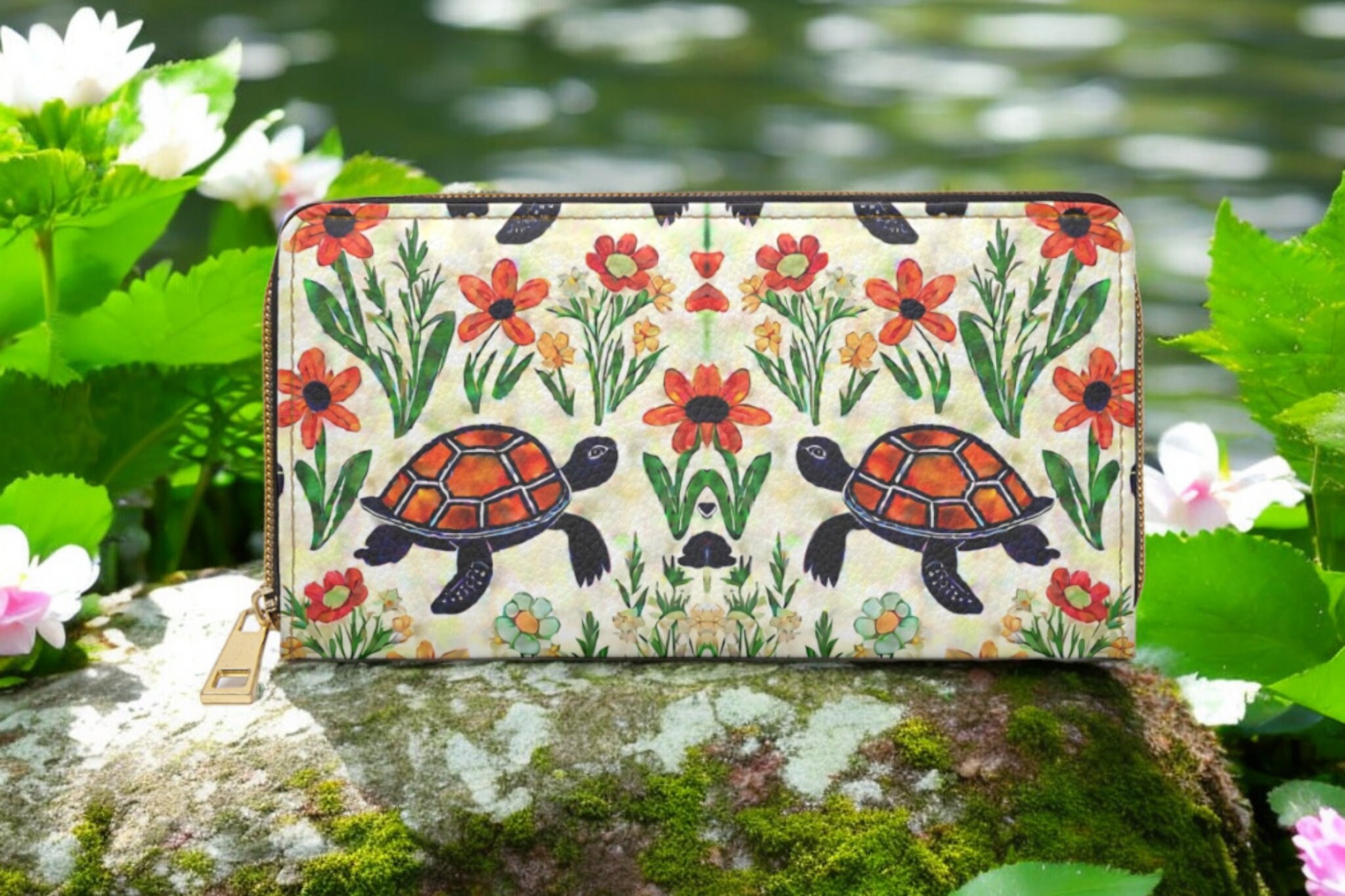 【きれいめファッション51選】上品さと清潔感をキープし Box Turtles Artistic Design, Womens Long Zip Around Artful 財布・ケース・小物入れ