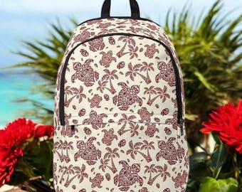 Vintage Light Pink L.L. Bean Hawaiian Flower Print Backpack  display picture 2