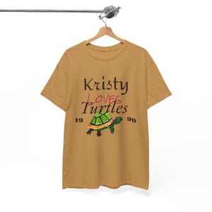 Custom Name Turtle Lover T-Shirt  Personalized Loves Turtles Tee with Birth Year  Cute Turtle Graphic Shirt Gift for Her or Him