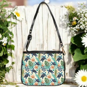 Neon Floral Turtles Shoulder Handbag
