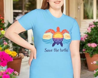 Camiseta "Salva a las Tortugas" para la conservación de los océanos. Camiseta con estampado de tortuga marina. Regalo ideal para los amantes de la vida marina.