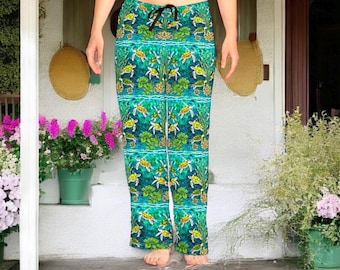 Sea Turtle Pajama Pants for Women Tropical Ocean Life Lounge Pants Coastal Marine Print Sleep Bottoms Turtlecore Beachy Casual Drawstring