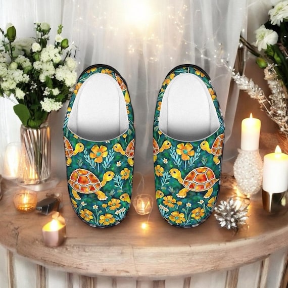 Cozy Turtle Slippers for Women Cute Indoor House Shoes Turtle - Main Image