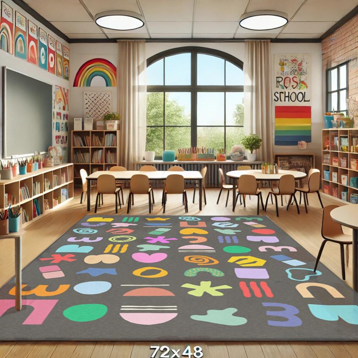 Abstract Shape Area Rugs for Classroom Carpet for Therapy Clinic Kids ...
