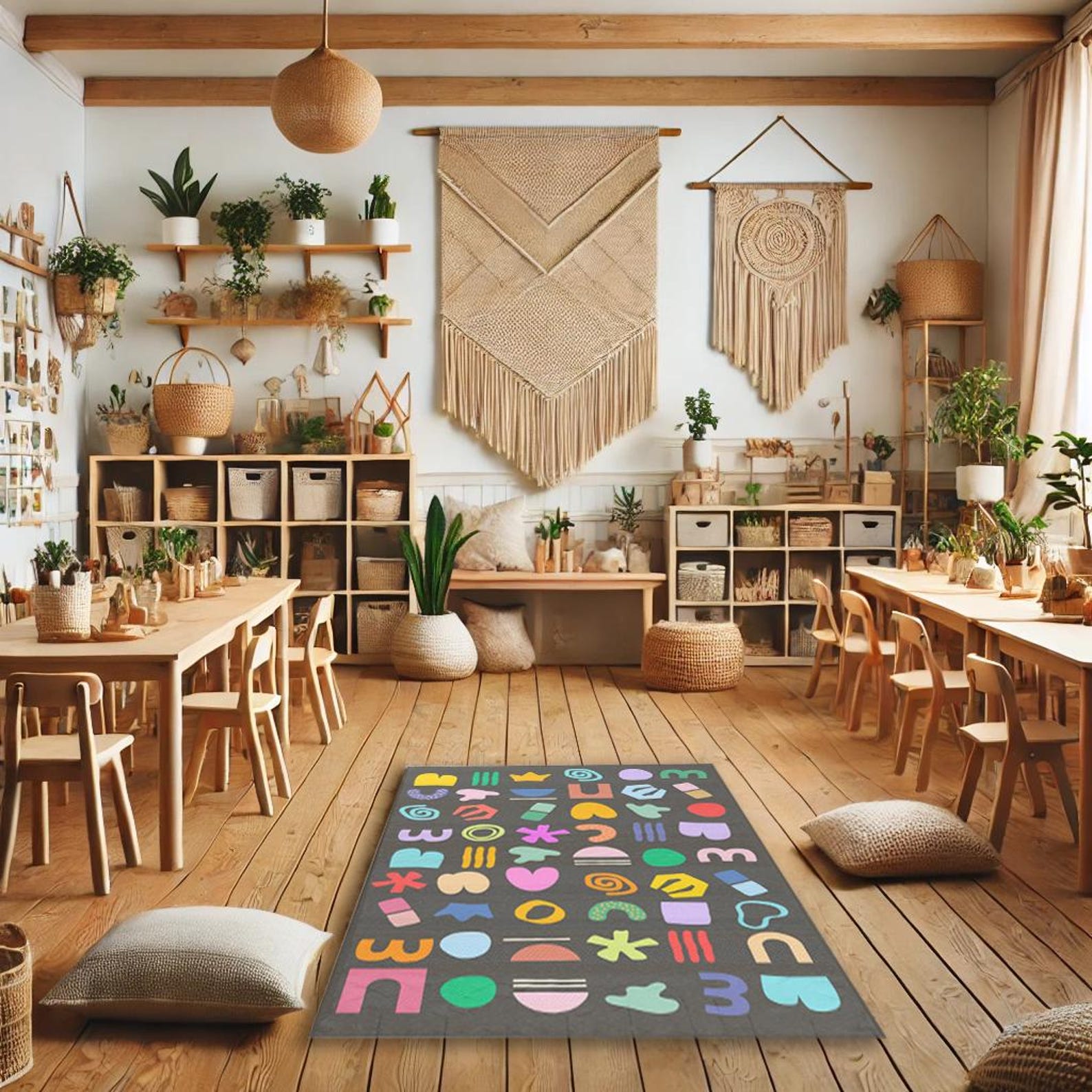 Abstract Shape Area Rugs for Classroom Carpet for Therapy Clinic Kids ...