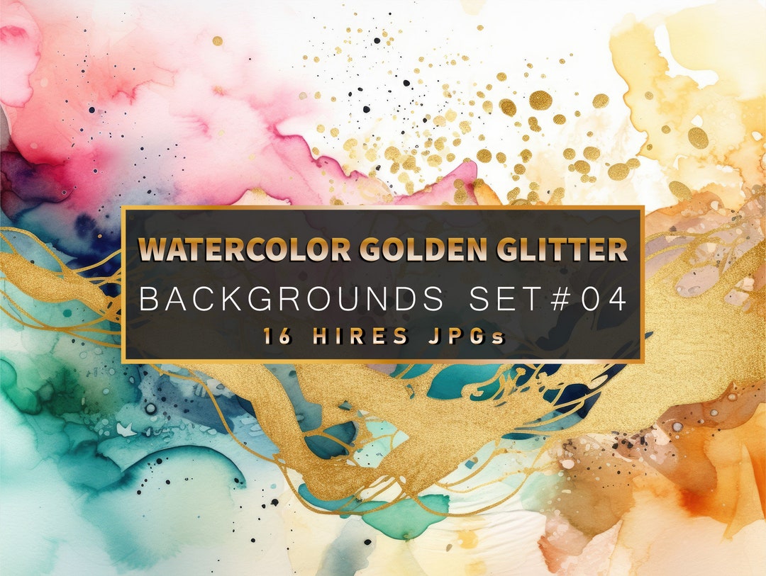 Watercolor Golden Glitter Background, Watercolor Splashes, Watercolor ...