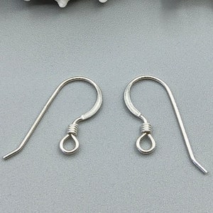 925 Sterling silver ear hooks, 21 gauge earring wires with coil, DIY jewellery making, Jewellery supplies