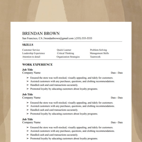 2023 Simple Clean Resume | CV Template | CV Template for Students | Instant Download | Basic Resume | Modern and Minimalistic |