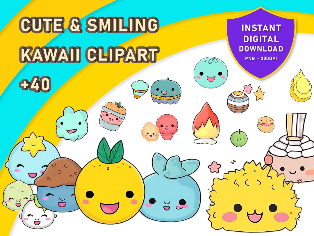 40 Cute & Smiling Kawaii Animations Kawaii Clipart Cute - Etsy