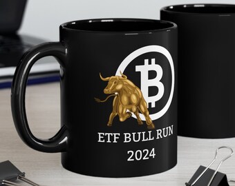 Caneca de lançamento de Bitcoin ETF, BTC Bull Run 2024, Crypto Millionaire, Diamond Hands, To The Moon, presente para investidores, Dogecoin Stonks Office Coffee
