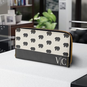 Cartera personalizada de lujo con nombre de elefante, bolso de monograma de cuero vegano de diseñador premium, regalo de moda de bolso amigable con los animales para ella