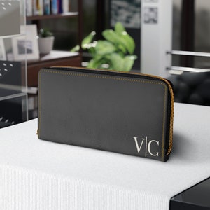 Cartera de monograma personalizada de lujo, bolso con nombre de cuero vegano de diseñador premium, regalo de moda de bolso amigable con los animales para ella