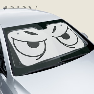 Angry Eyes Cartoon Car Sun Shade, Windscreen UV protection, Funny Auto Windshield Visor, Car Gift for RV Sedan SUV Truck or Anything Else