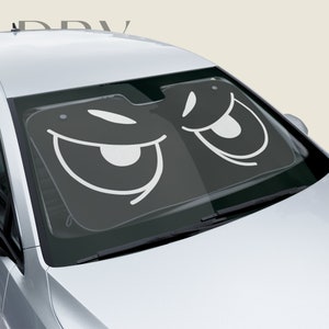 Angry Eyes Cartoon Car Sun Shade, Windscreen UV protection, Funny Auto Windshield Visor, Car Gift for RV Sedan SUV Truck or Anything Else