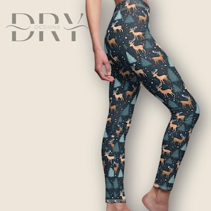 Leggins Natalizi Donna Cerchietto Di Renna Marrone Con Fiocco - Foto 3