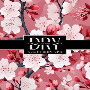 Roze Sakura kersenbloesem bloemen, NAADLOOS ambachtelijk digitaal papier, Instant Download, sublimatie, Japanse bloemen herfst lente, COMMERCIEEL GEBRUIK