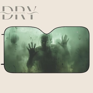 Spooky Zombie Glass Halloween Car Sun Shade, Windscreen UV protection, Funny Windshield Visor, Horror Car Gift for RV Sedan SUV Truck