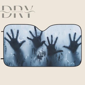Zombie Hands Spooky Halloween Car Sun Shade, Windscreen UV protection, Funny Windshield Visor, Horror Car Gift for RV Sedan SUV Truck
