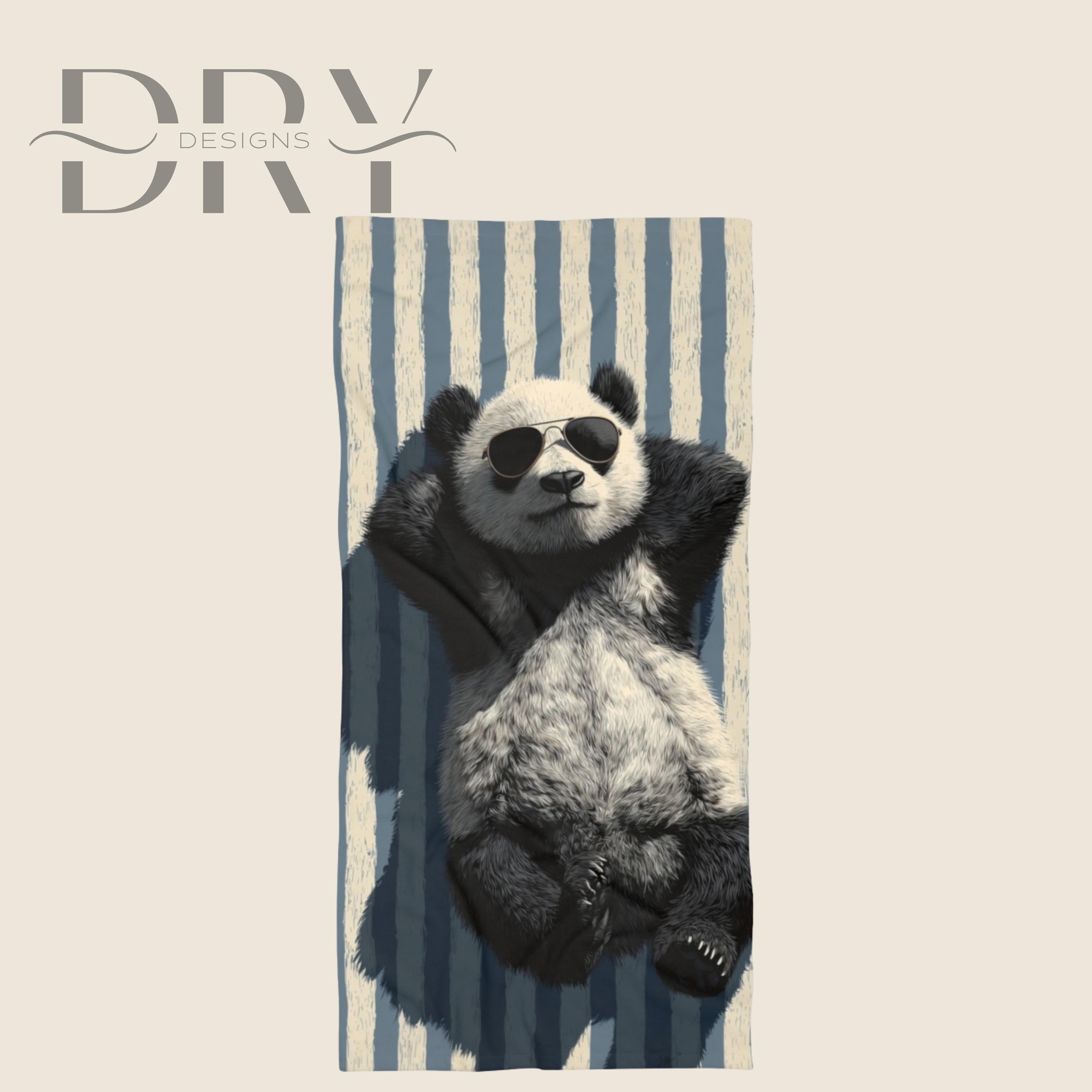 Cool Panda, Animal Summer Pool Towel, Beachwear, Holiday Gift, Independence Day, Luxury Thin Soft Towel, Vacation Wear