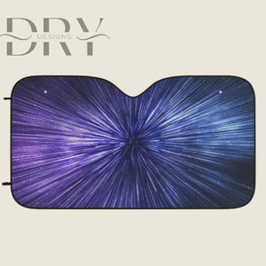 Cool Hyperspace Car Sun Shade, Windscreen UV protection, Funny Auto Windshield Visor, Funny Car Gift for RV Sedan SUV Truck, Space Rocket