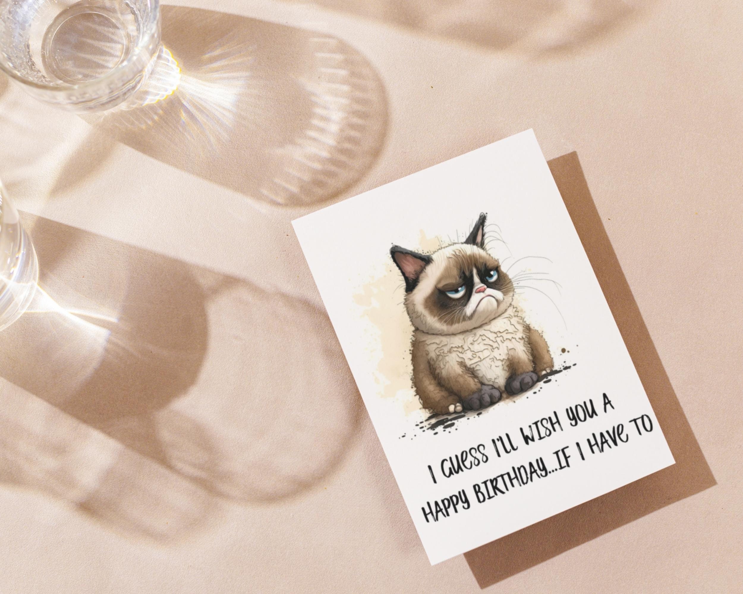 Funny Birthday Card Printable Birthday Card Cat Birthday Card Sarcastic ...