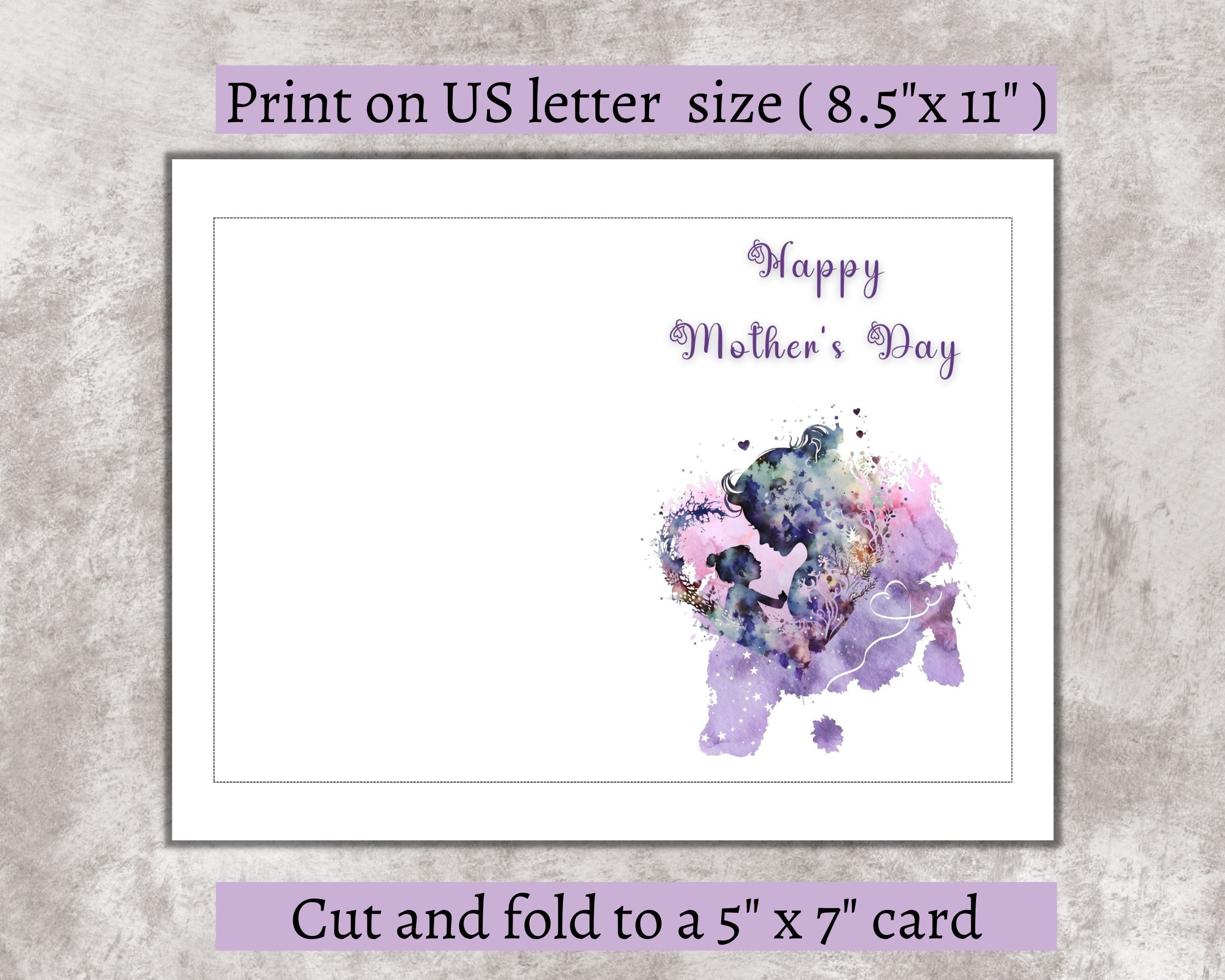 Mother's Day Printable Card / Mother and Child Printable Card / Abstract Heart Shape With a ...